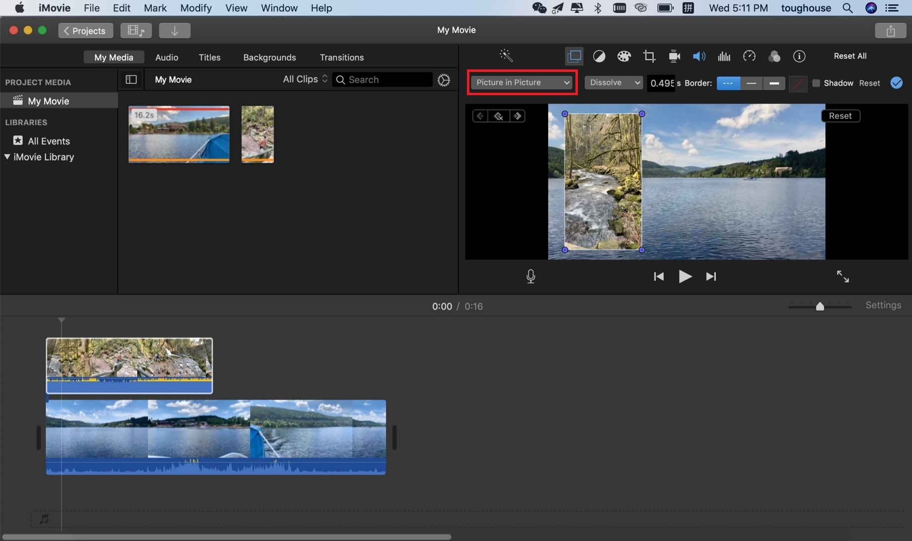 picture in picture dans imovie