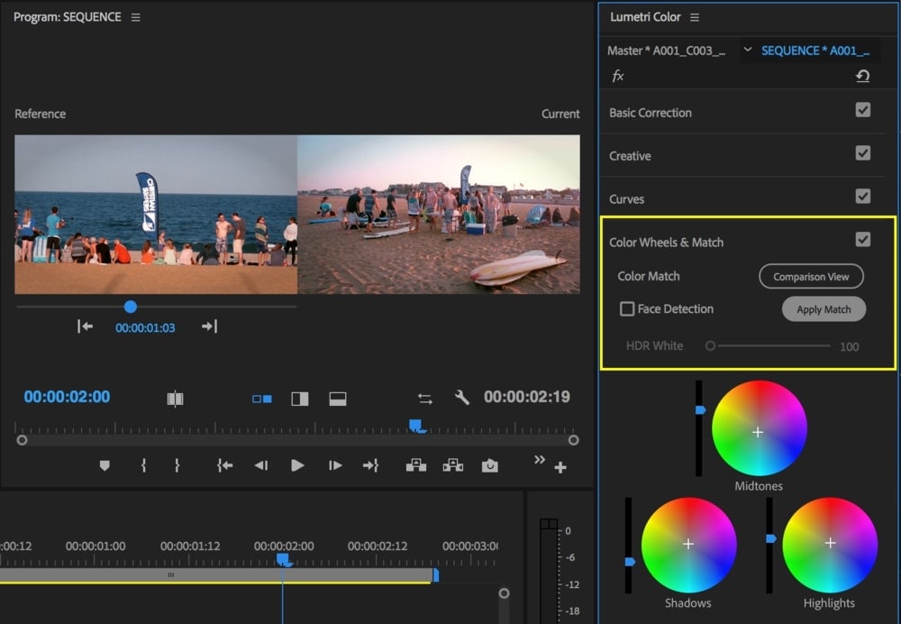 premiere pro color match