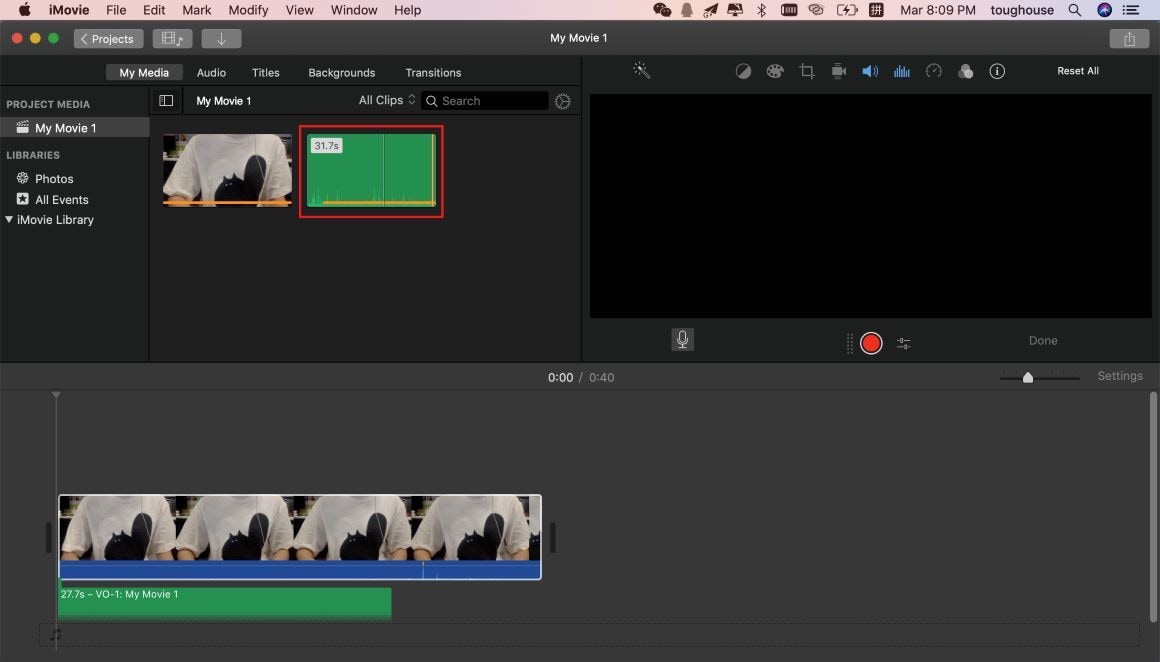 record voice on imovie