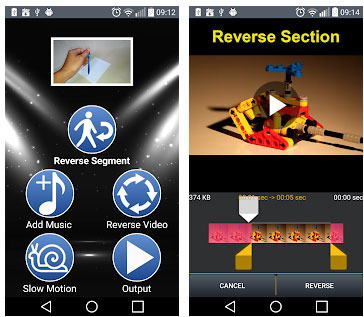 how to make a reverse video on android
