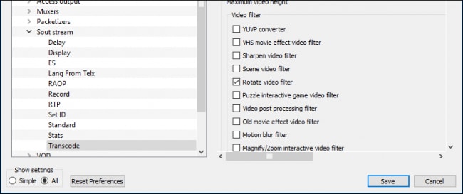 save rotated videos in vlc