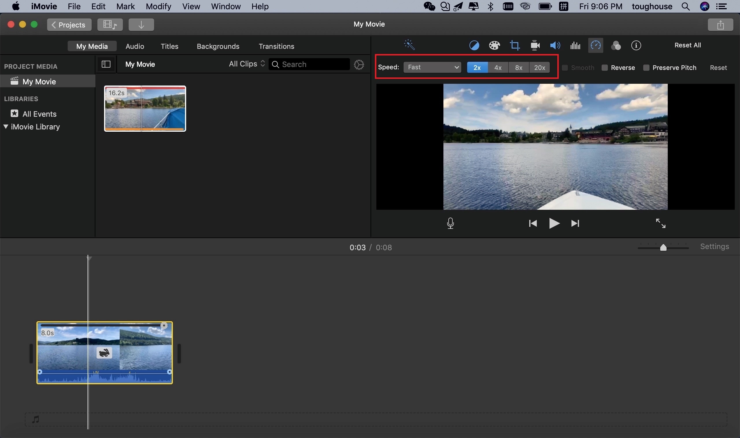 change speed on imovie