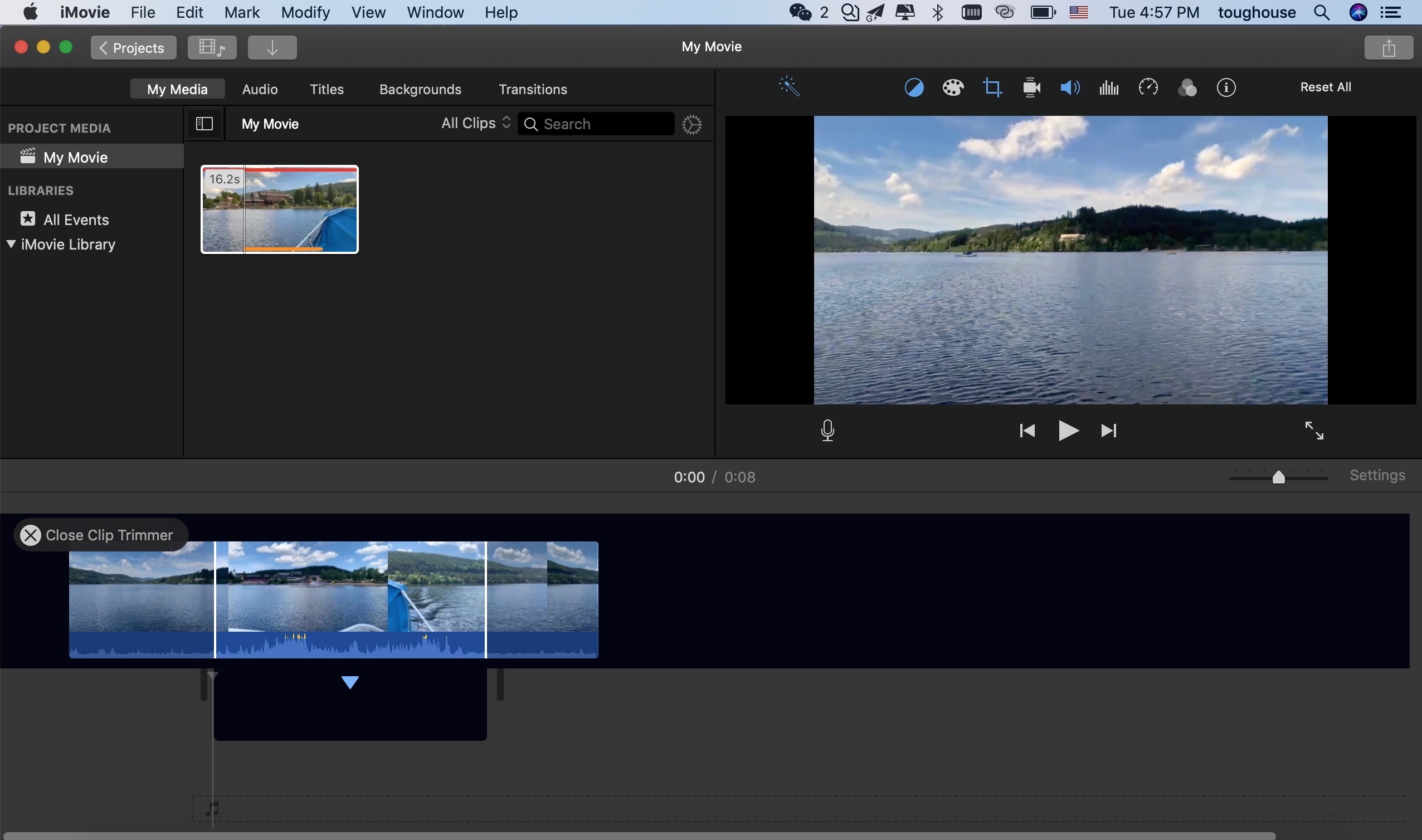 trim video imovie