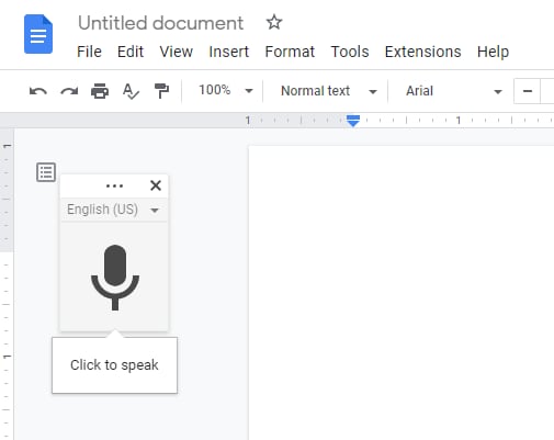 google docs voice typing