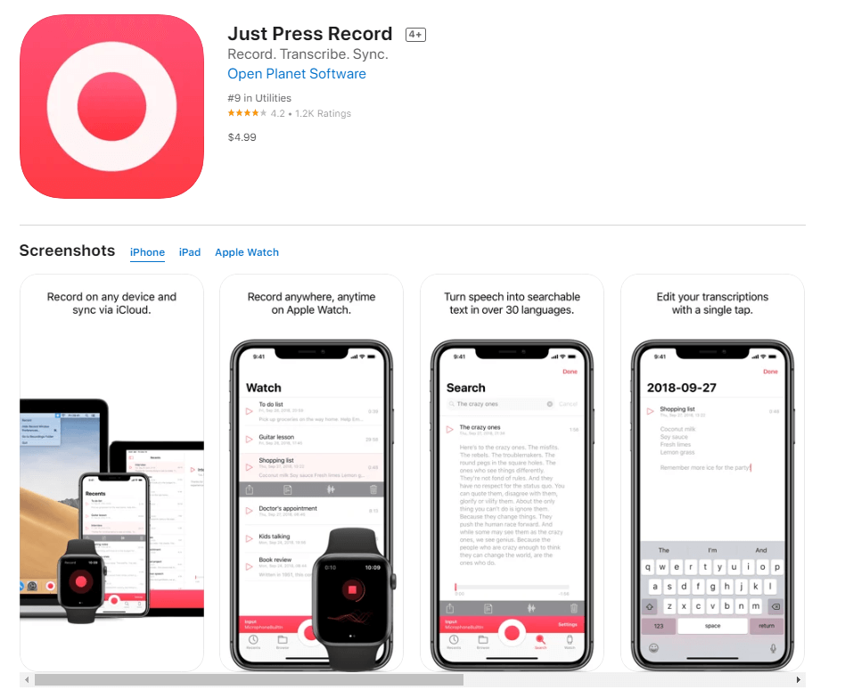 just press record app