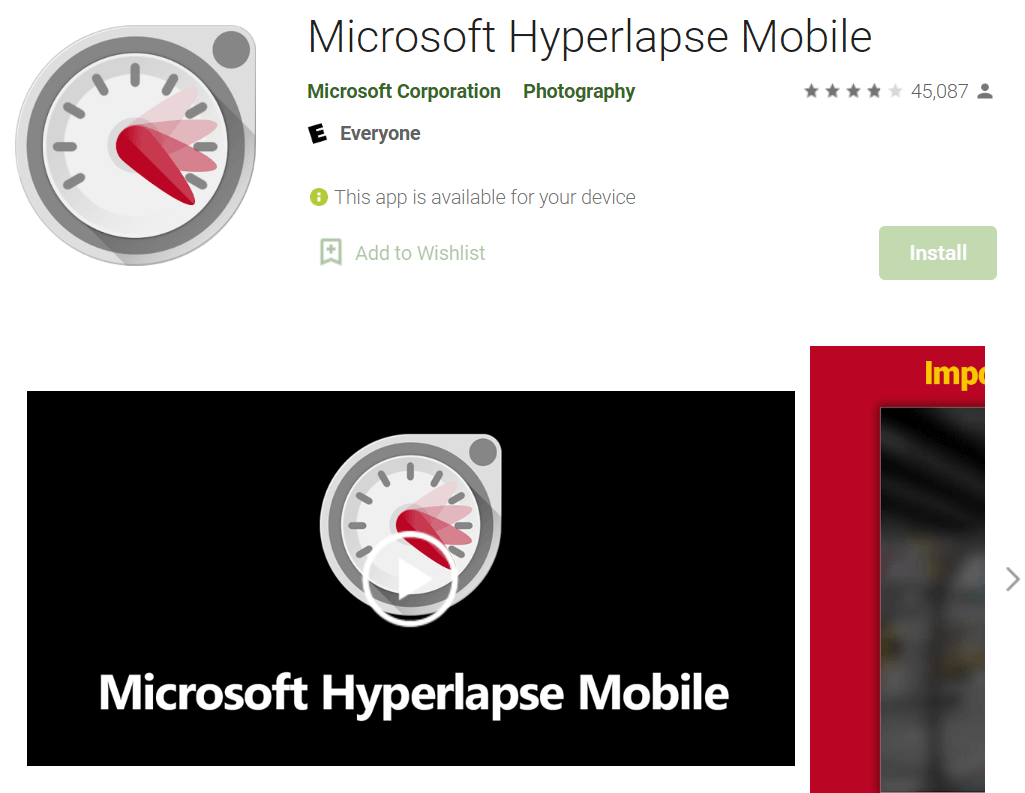 microsoft hyperlapse mobile
