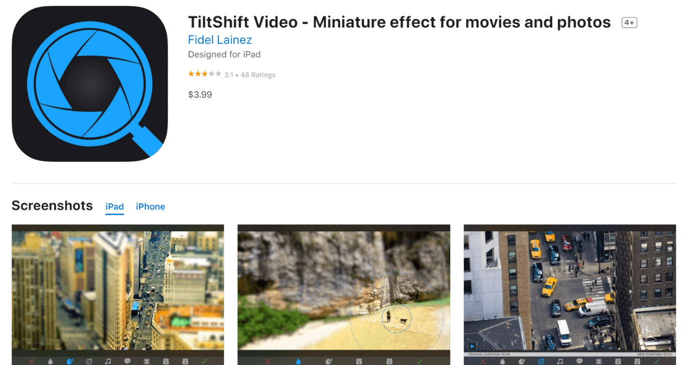 tiltshift video app