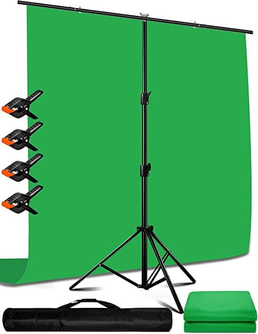 1 Carrying Bag Photography Studio Backdrops Stand Kit 2 Tripods 3 Clamps 3 x White Black Green Screens with 10 x 6.6 ft Adjustable Stand Video Photo Backgrounds Support Equipment Set for Zoom 