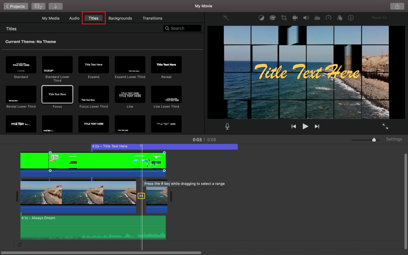 make intro in imovie