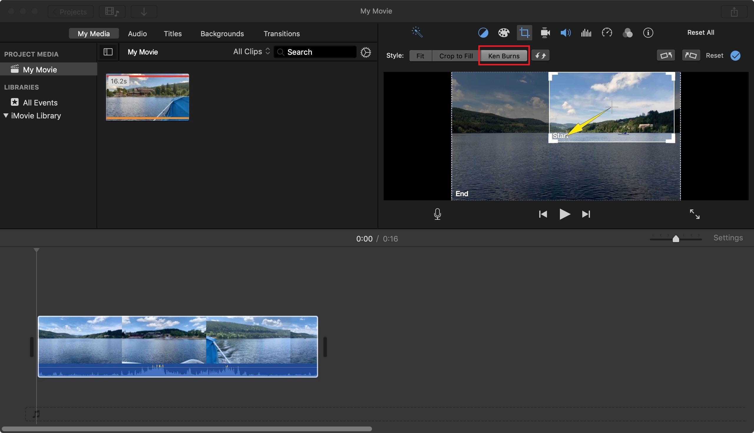 zoom avant zoom arrière une vidéo imovie