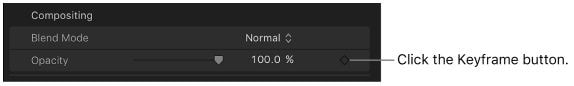 adding keyframe in video inspector