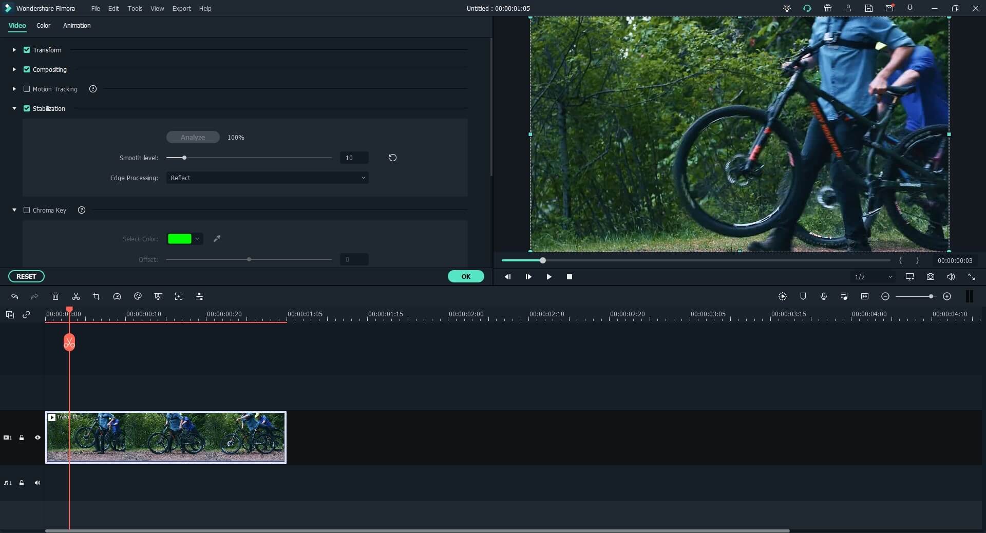 easy mode of Filmora video editor