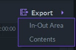 options d'exportation dans la timeline