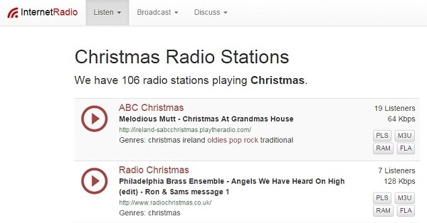 christmas music radio stations