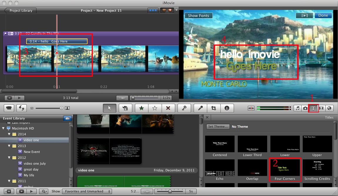 imovie adicionar texto 