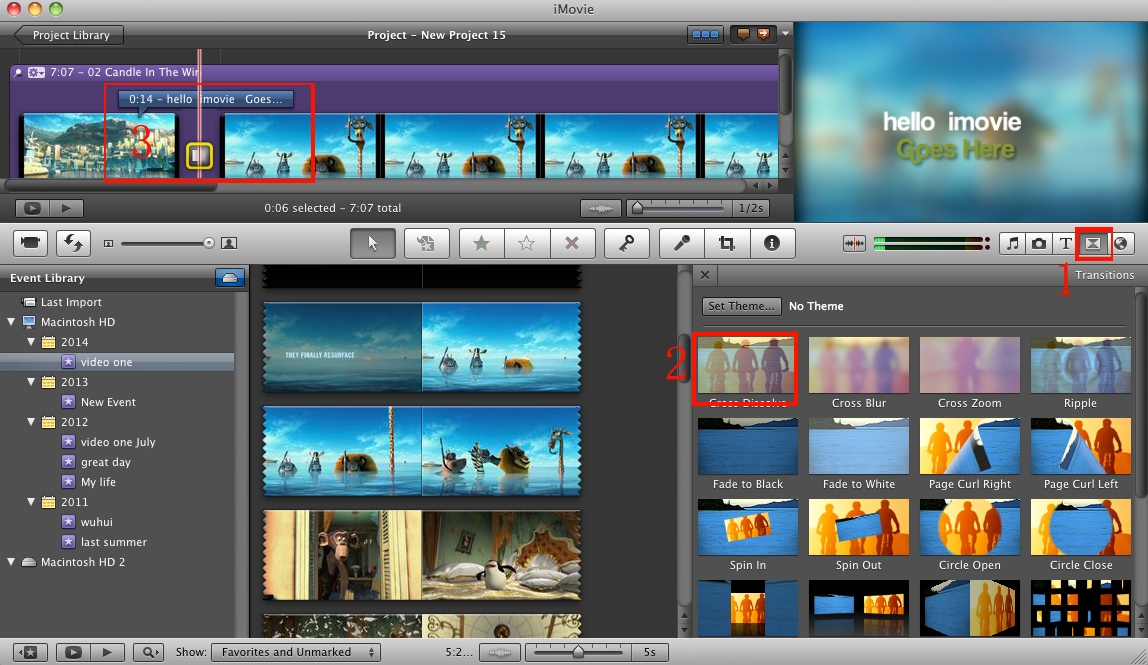 how to do transitions on imovie