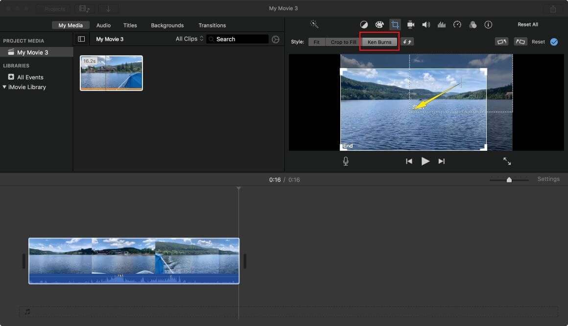 recadrage de la vidéo dans imovie Yosemite