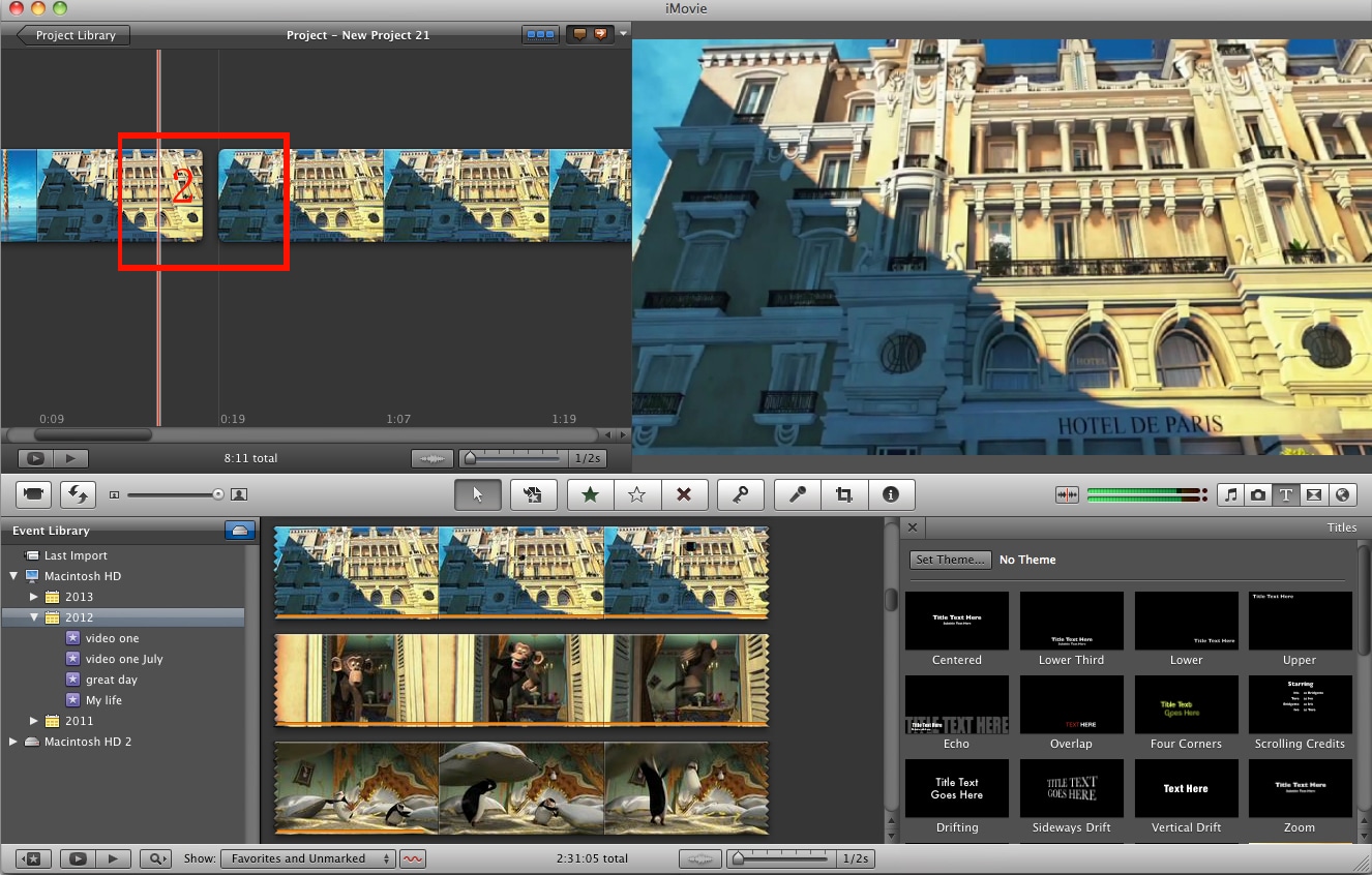 freeze frame in imovie mountain lion