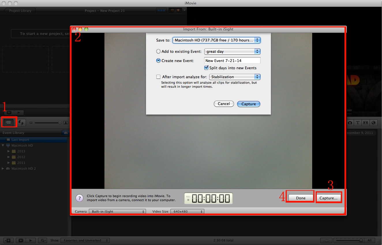screen capture in imovie 11