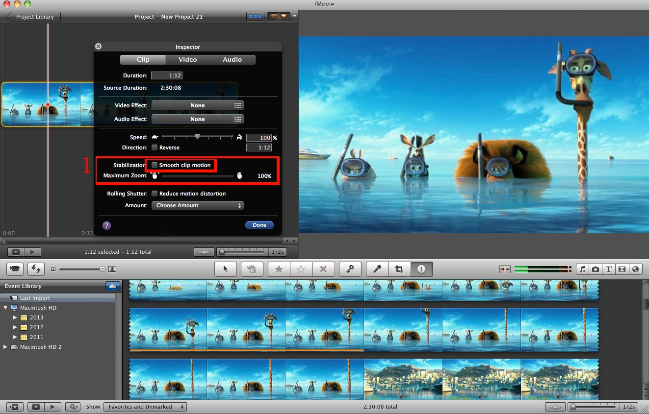 stabilisation de imovie