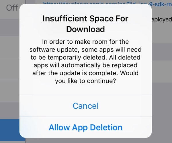 Ios 9 free up space