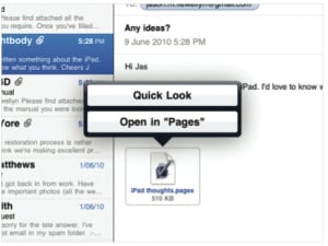 attach file ipad email