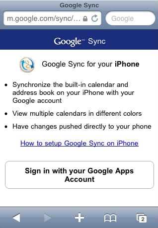 sync google calendar with iphone