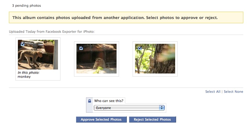 iPhoto to Facebook on Mac