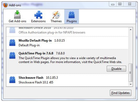 quicktime web plugin firefox