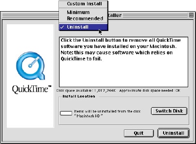 uninstall quicktime on mac