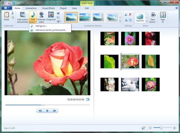 love song for video editing windows movie maker