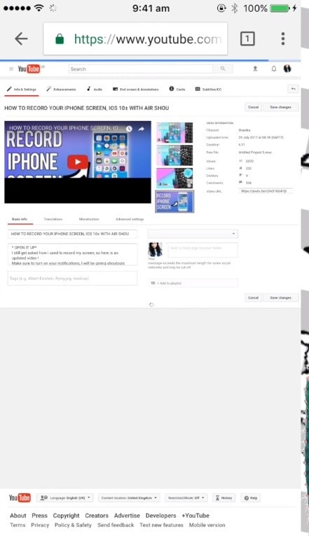 comment ajouter une miniature youtube sur iphone