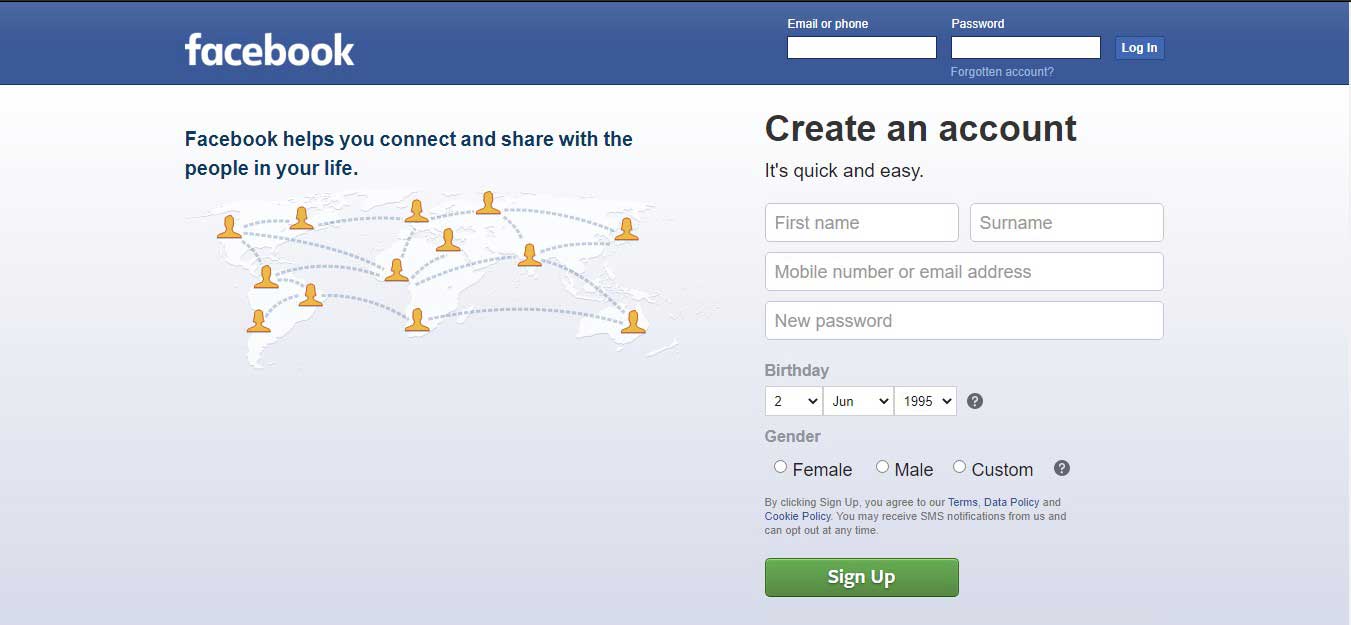 crear cuenta de facebook