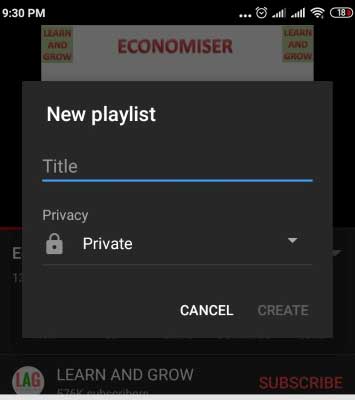 click on create new playlist option