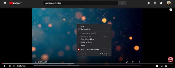 cliquer deux fois sur la vidéo pour accéder à la boucle intégrée de chrome