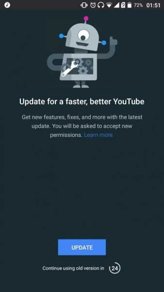 reinstart/update youtube app