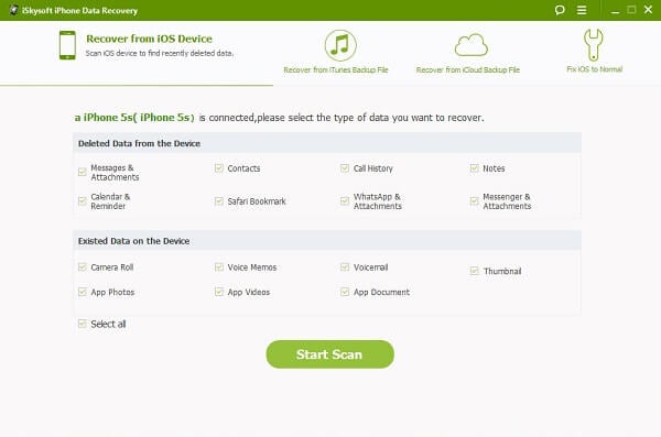 iSkysoft iPhone Data Recovery Windows