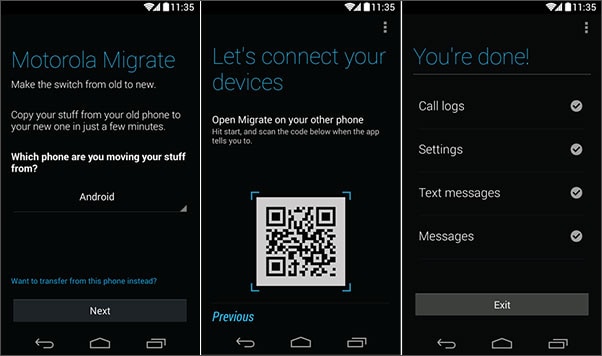android data transfer app Motorola Migrate