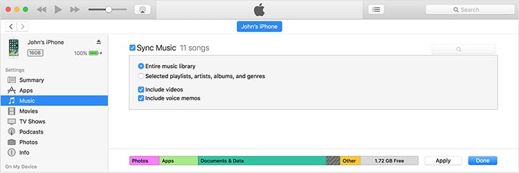 transfer music using itunes