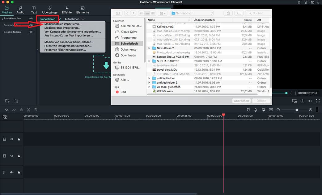 formatlisten vom filmora video editor importieren