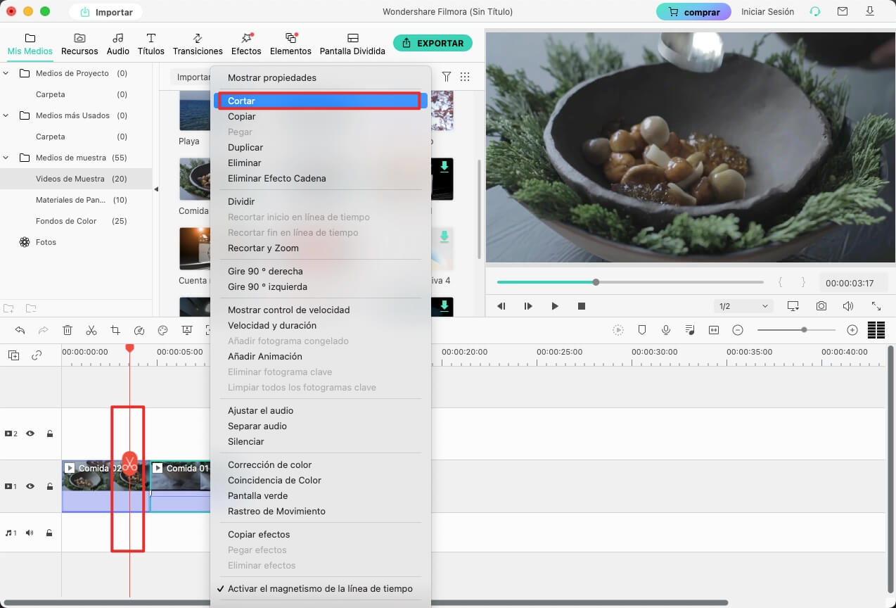 cómo cortar un clip en imovie