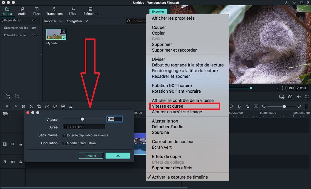 accélérer la vidéo dans iMovie