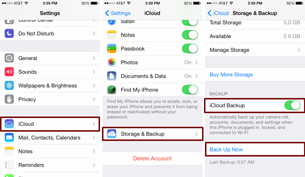 backup your iPhone with iCloud