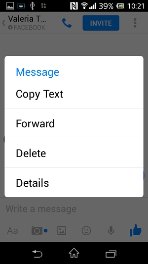 delete facebook message android