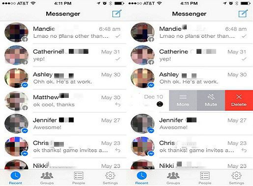 how to delete facebook messages on ios 10
