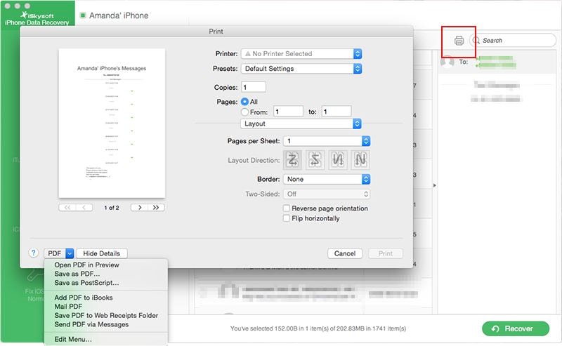 how to print iphone call history