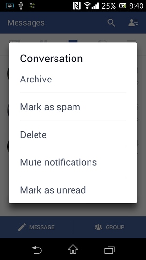 archive facebook message android