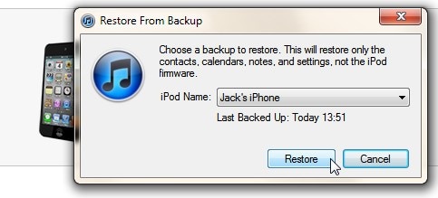 restore iphone from itunes