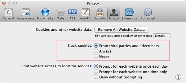 enable cookies safari