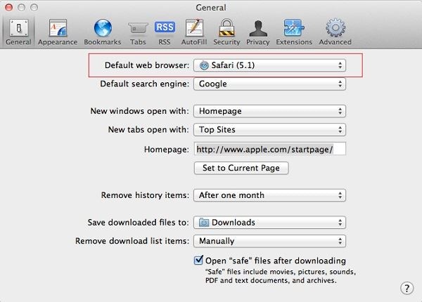 Make Safari Default Browser